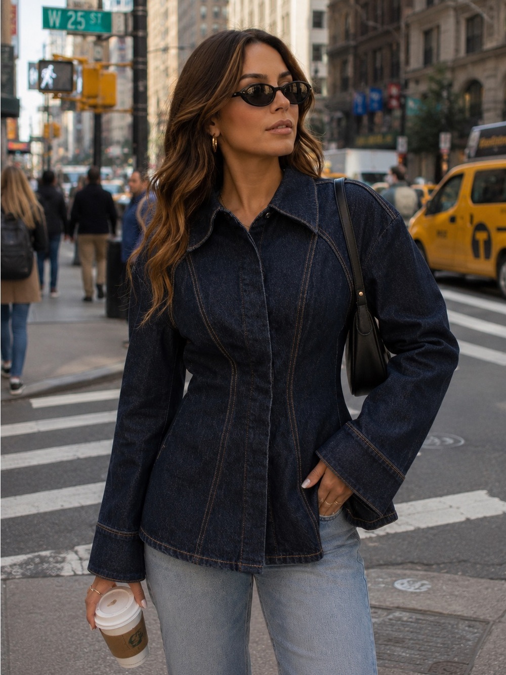 Urban Revivo Dark Wash Denim Corset Jacket Women’s Size M US 6